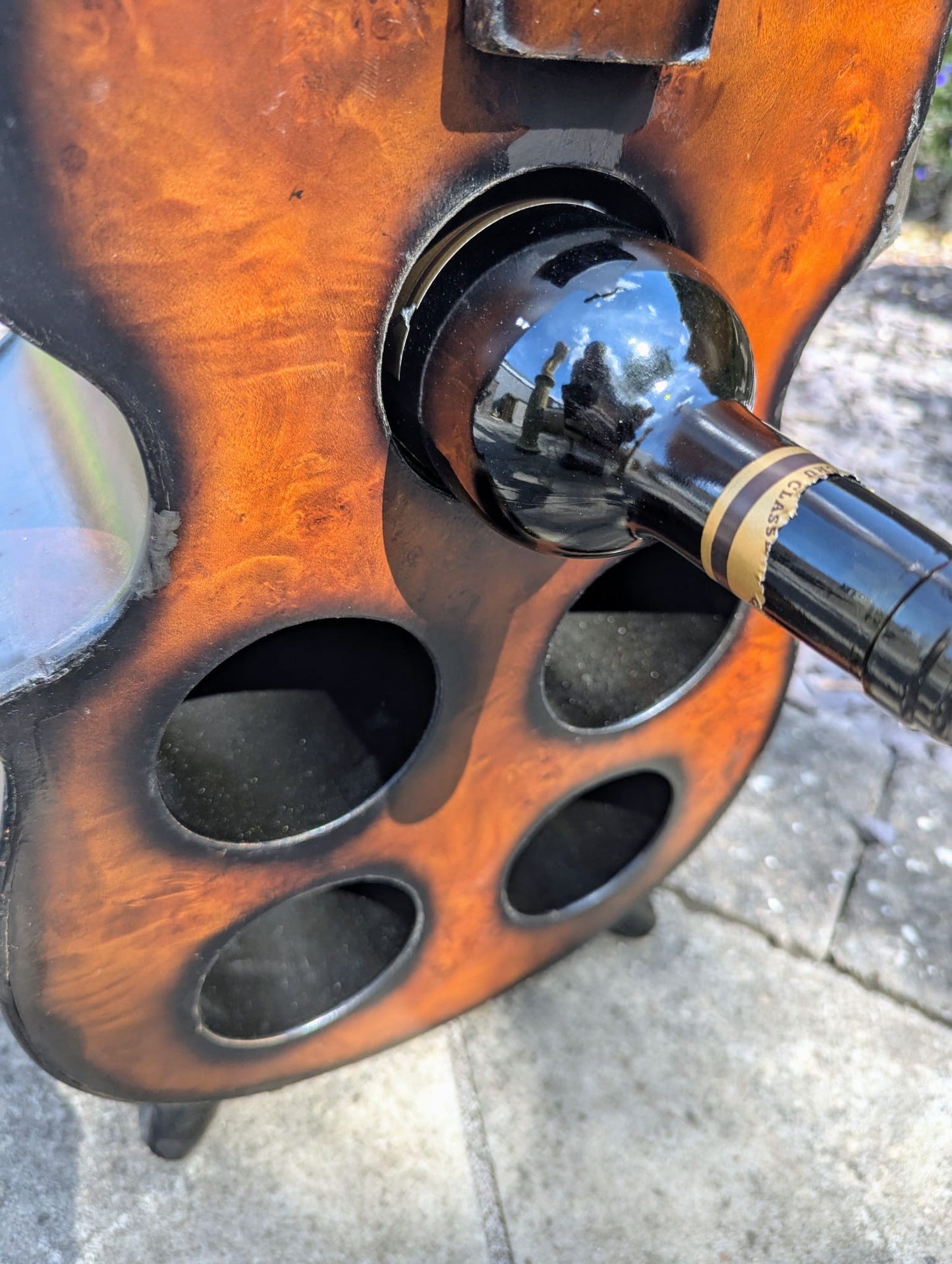 Bespoke Vintage burr walnut effect Cello Wine rack - Delivery Available