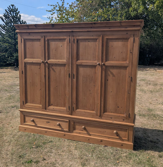 Mid century farmhouse style Pine wood double wardrobe - Delivery Available 0372