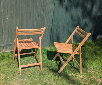 Pair of Vintage MOD Beech folding garden chairs - Delivery available 0301