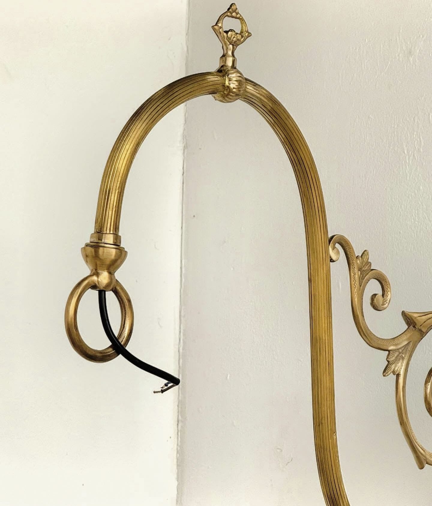 Pair of Vintage Solid Brass Light Brackets with Wire - Delivery Available In UK