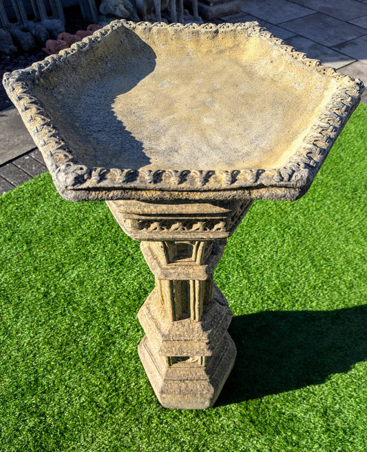 Decorative Vintage Medieval Style English Stone Bird Bath - Delivery Available