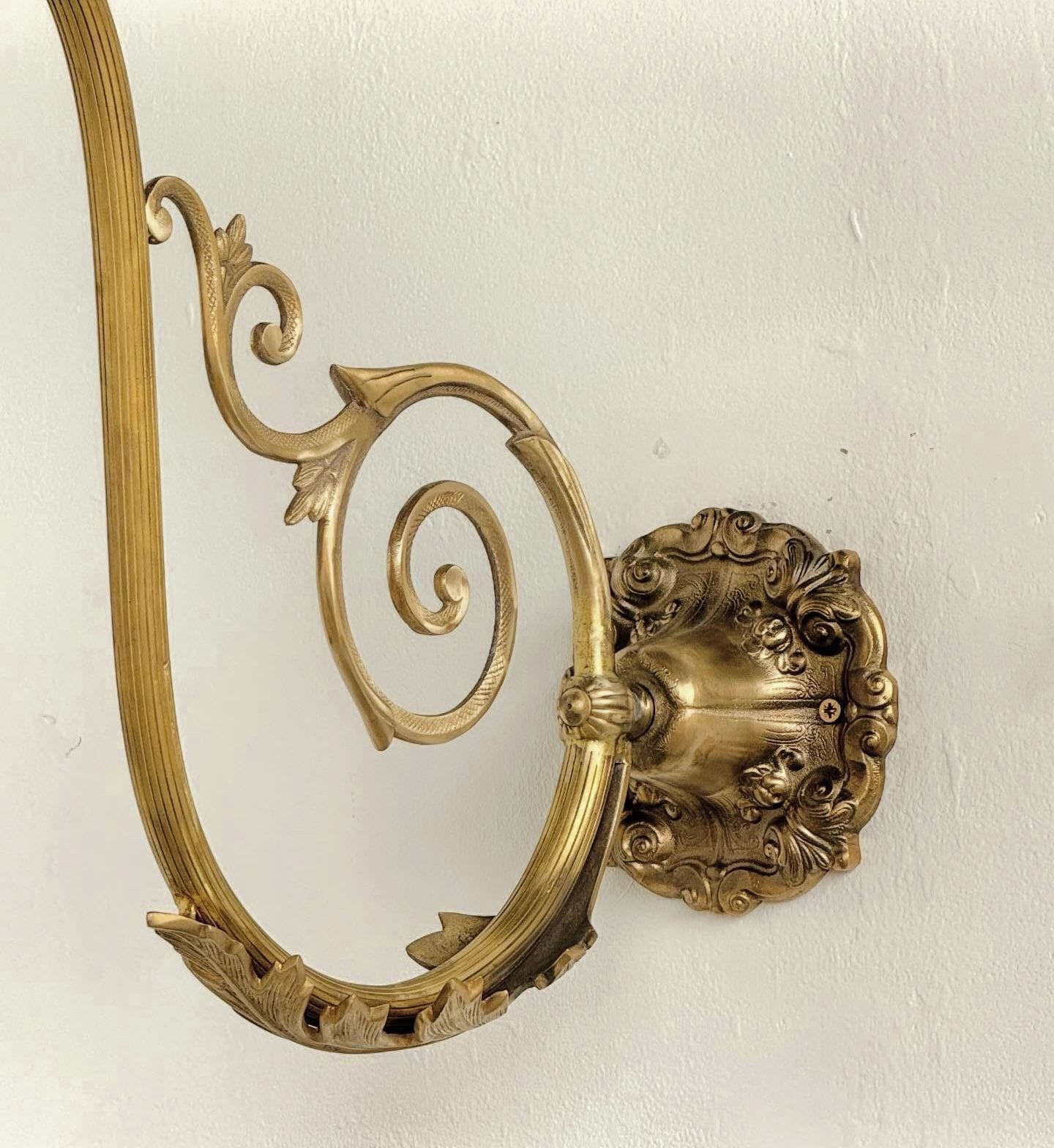 Pair of Vintage Solid Brass Light Brackets with Wire - Delivery Available In UK