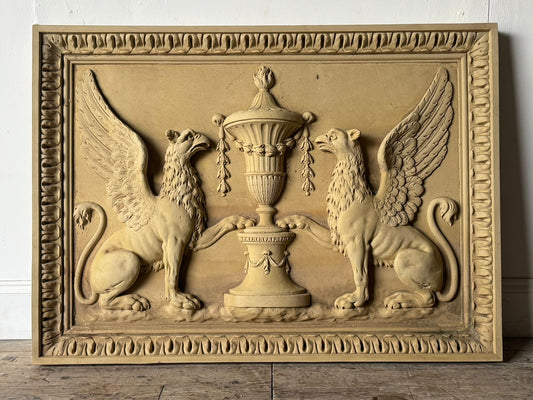 Composite plaque after coade stone original Pair Griffins - Delivery Available