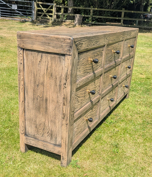 Rustic reclaimed wooden bank of 9 drawers - Delivery Available 0353
