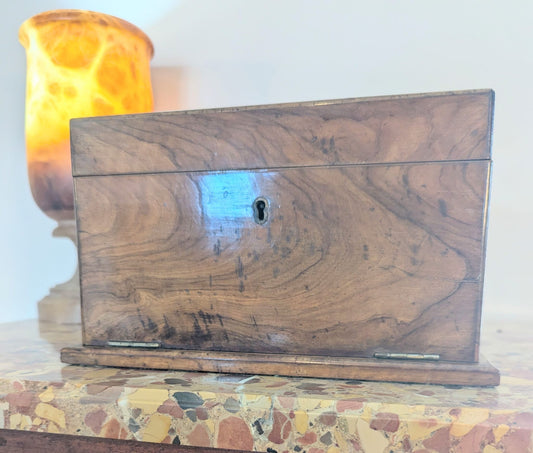 Victorian walnut jewellery box recessed metal handle - Delivery Available - 0385