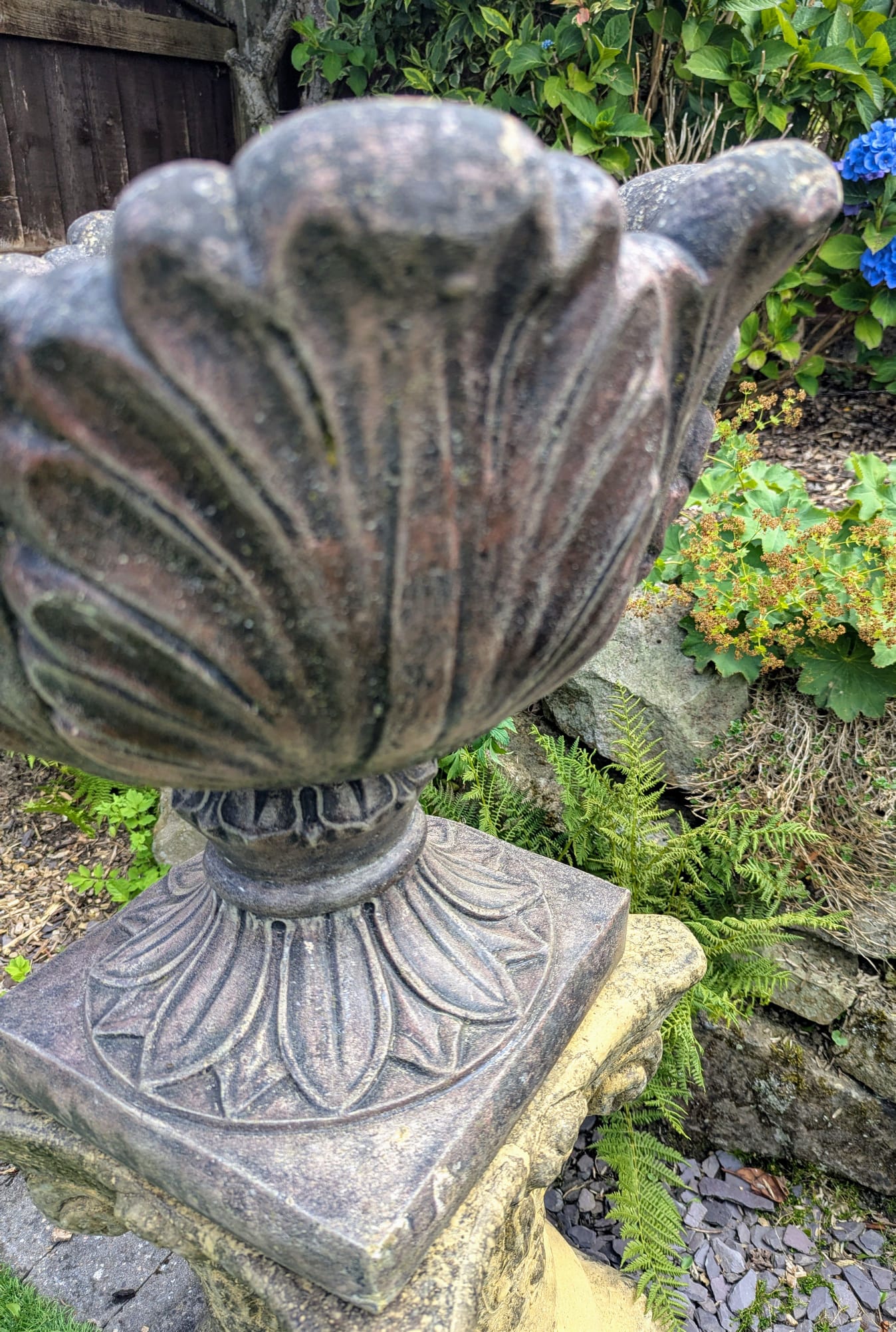 Vintage reconstituted Stone Acanthus Tulip Urns - Delivery Available