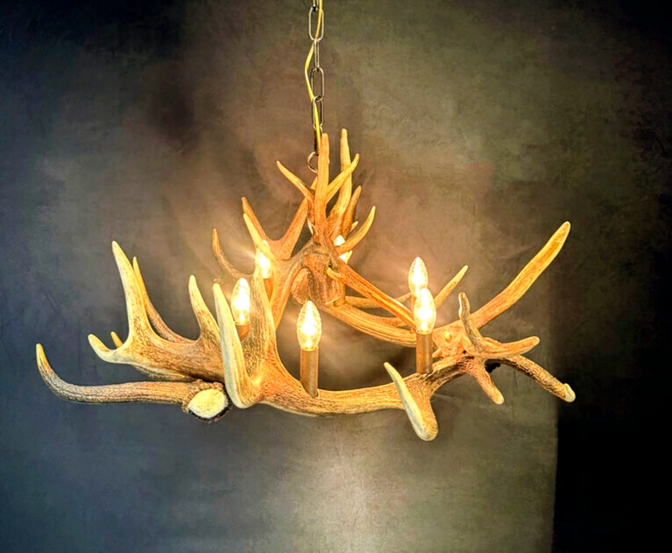 Vintage Rustic Antler Chandelier Pendant Lamp - Delivery Available