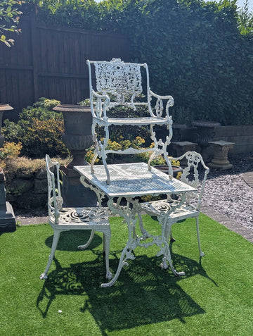 Regency Style Metal patio rectangle table and chair set - Delivery available 0364