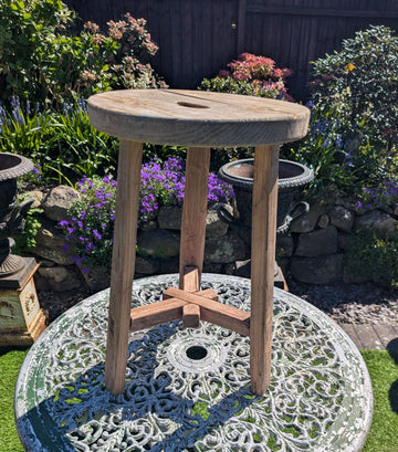 Rustic reclaimed elm wood small round Table/Stool - Delivery Available 0318