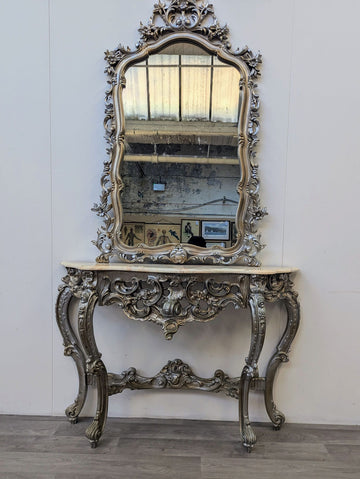 Vintage French Louis XV style Silver console & Mirror - Delivery available.