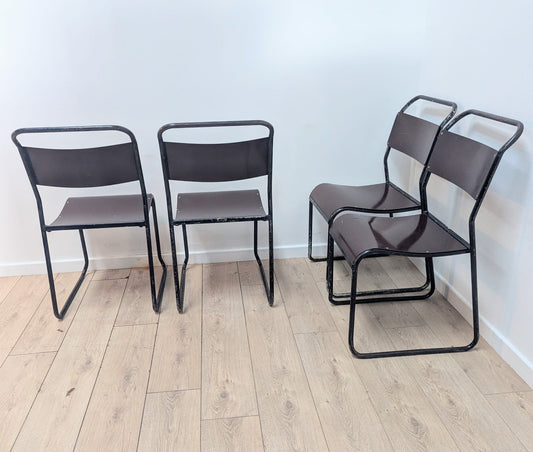 Set of four mid-century British Bamco stacking chairs stack 3 - Delivery Available 0386