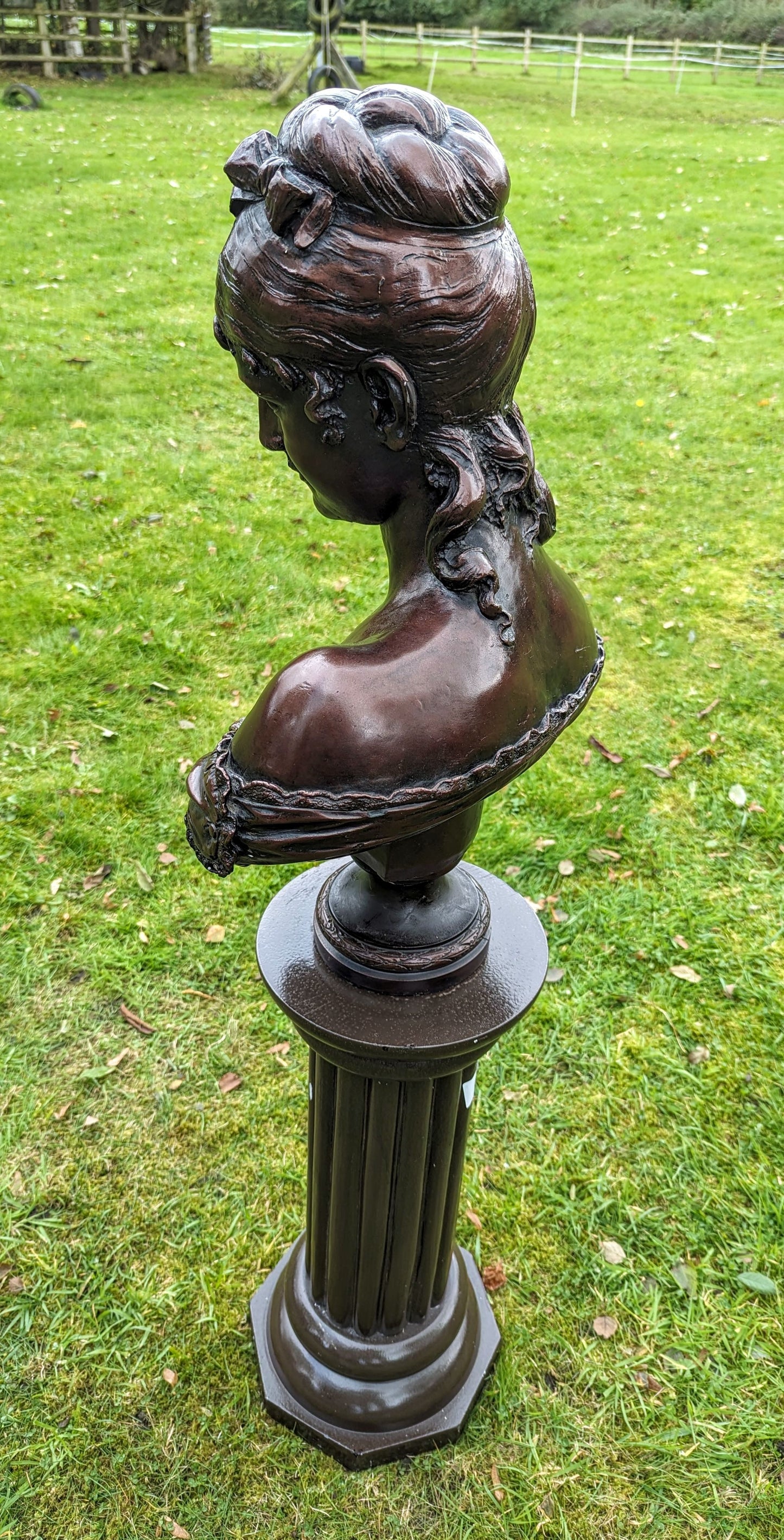 Late 19th century bronzed bust & column