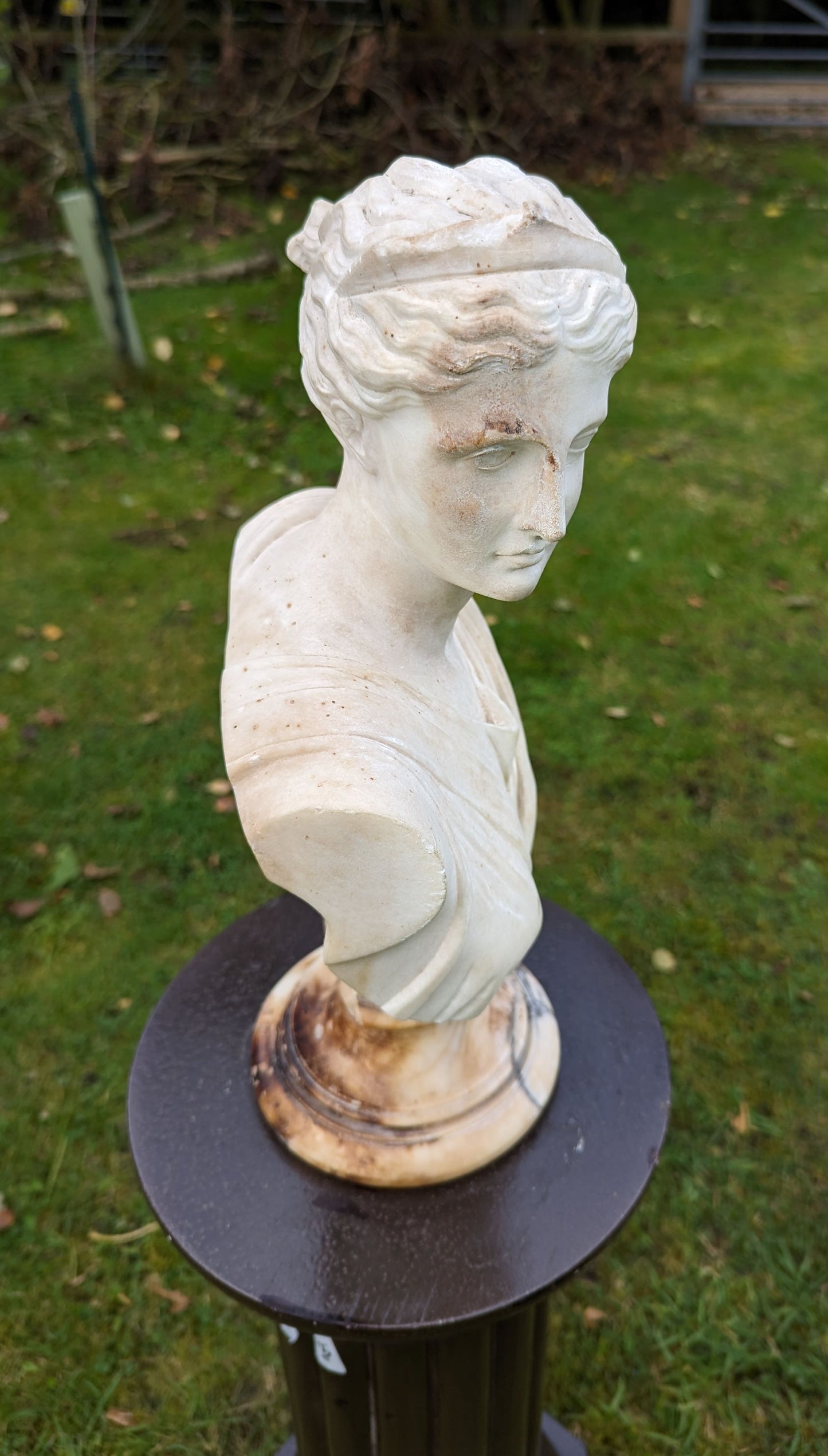 Antique MARBLE BUST APHRODITE ON ALABASTER SOCLE