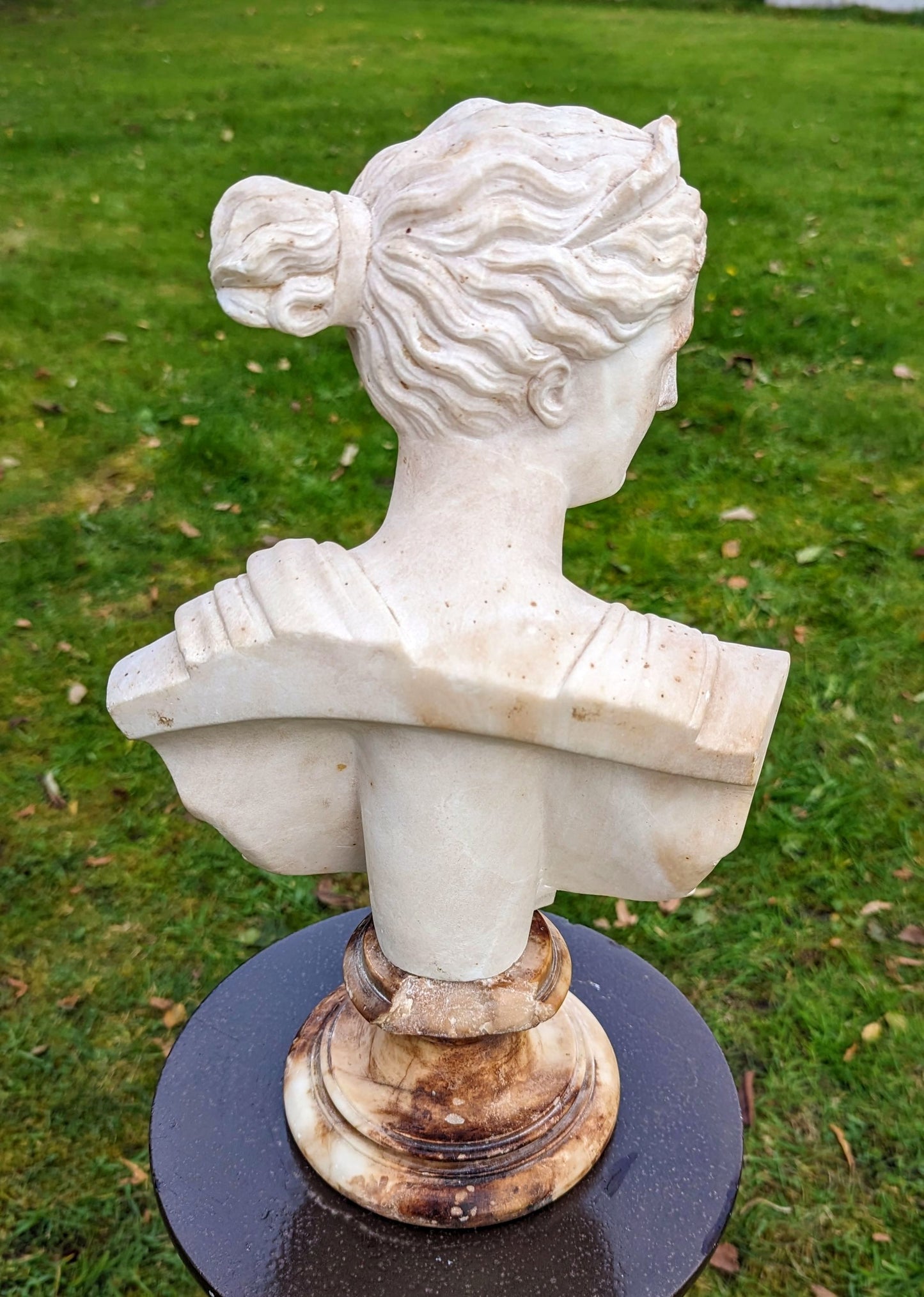 Antique MARBLE BUST APHRODITE ON ALABASTER SOCLE