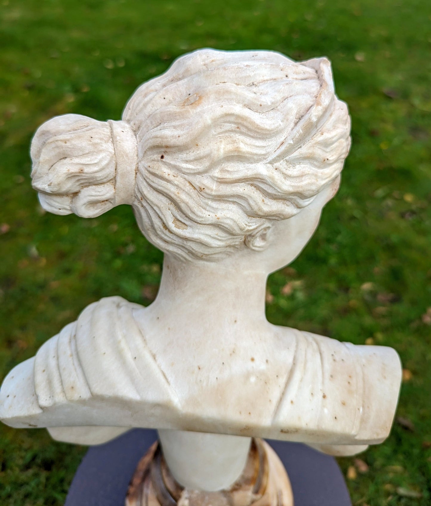 Antique MARBLE BUST APHRODITE ON ALABASTER SOCLE