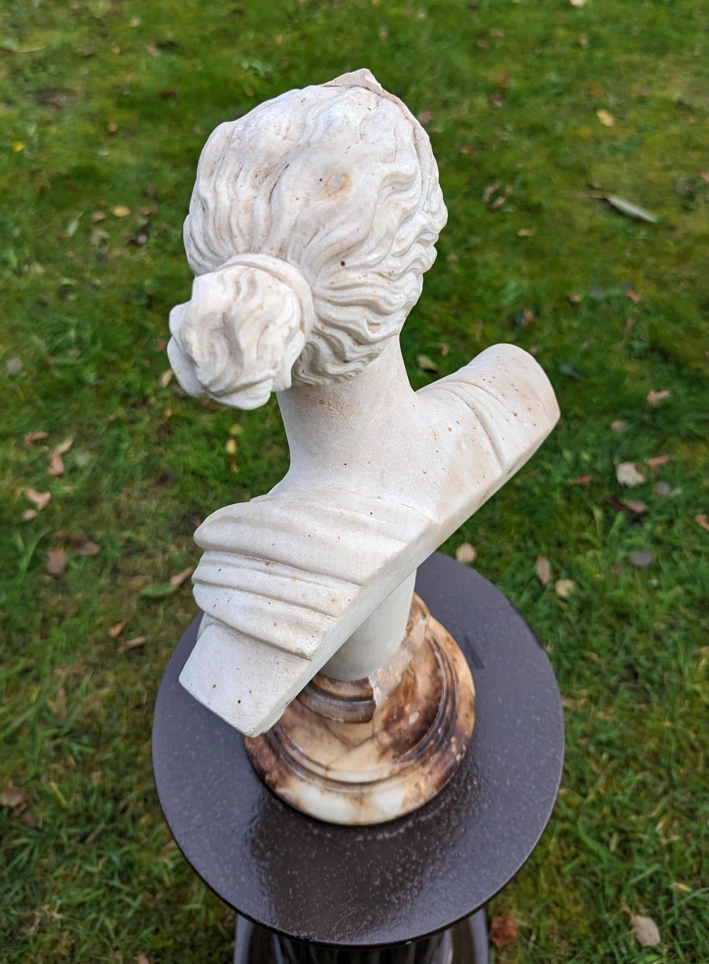 Antique MARBLE BUST APHRODITE ON ALABASTER SOCLE