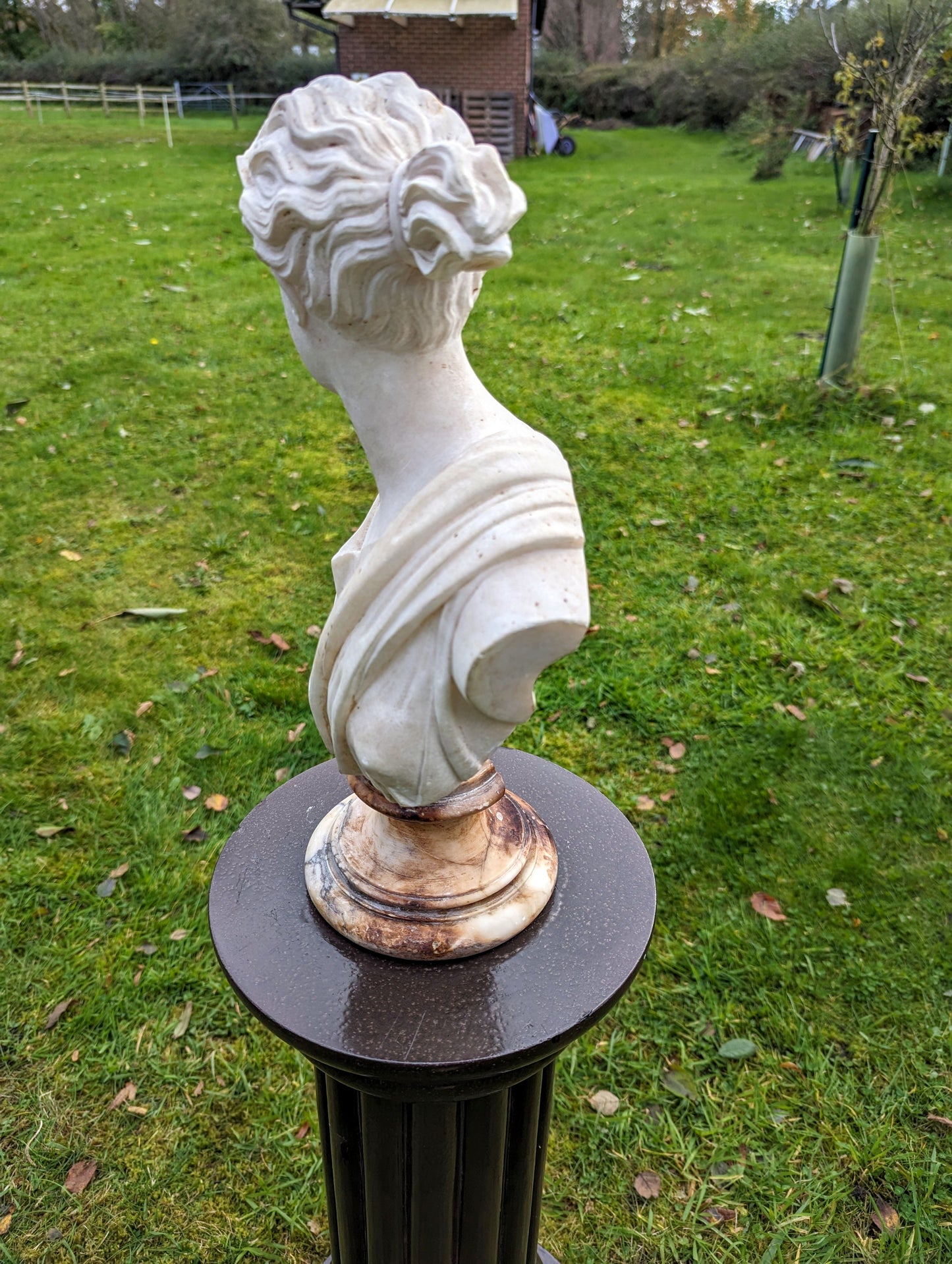 Antique MARBLE BUST APHRODITE ON ALABASTER SOCLE