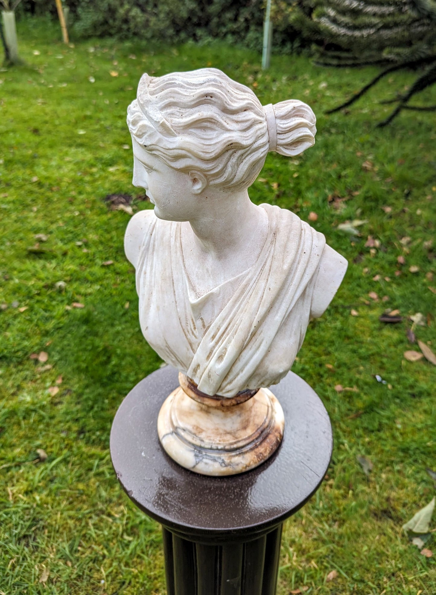 Antique MARBLE BUST APHRODITE ON ALABASTER SOCLE