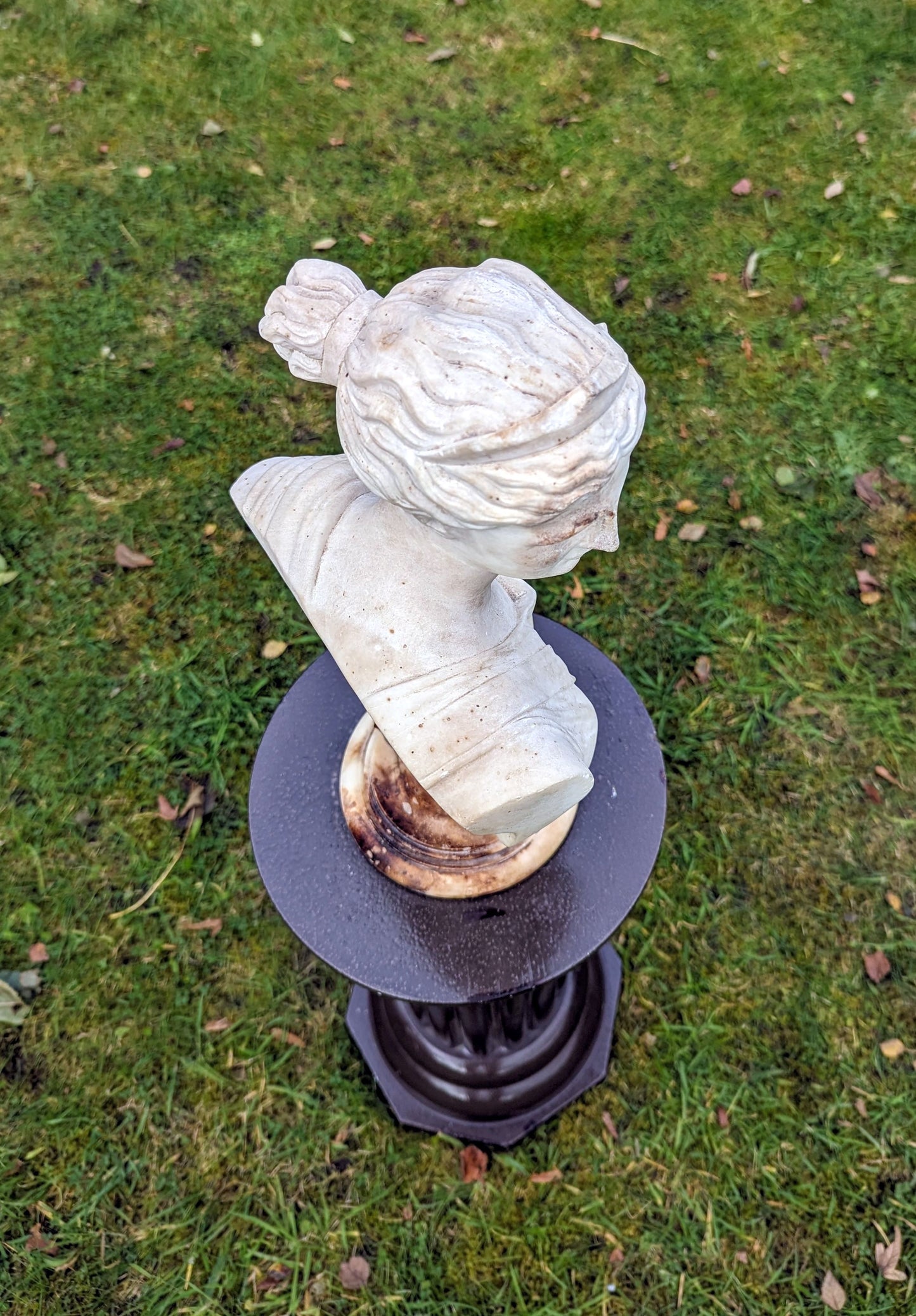 Antique MARBLE BUST APHRODITE ON ALABASTER SOCLE