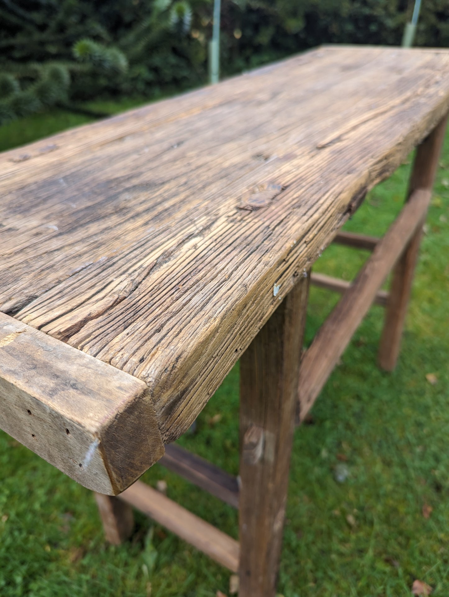 Rustic reclaimed elm console table - Katy