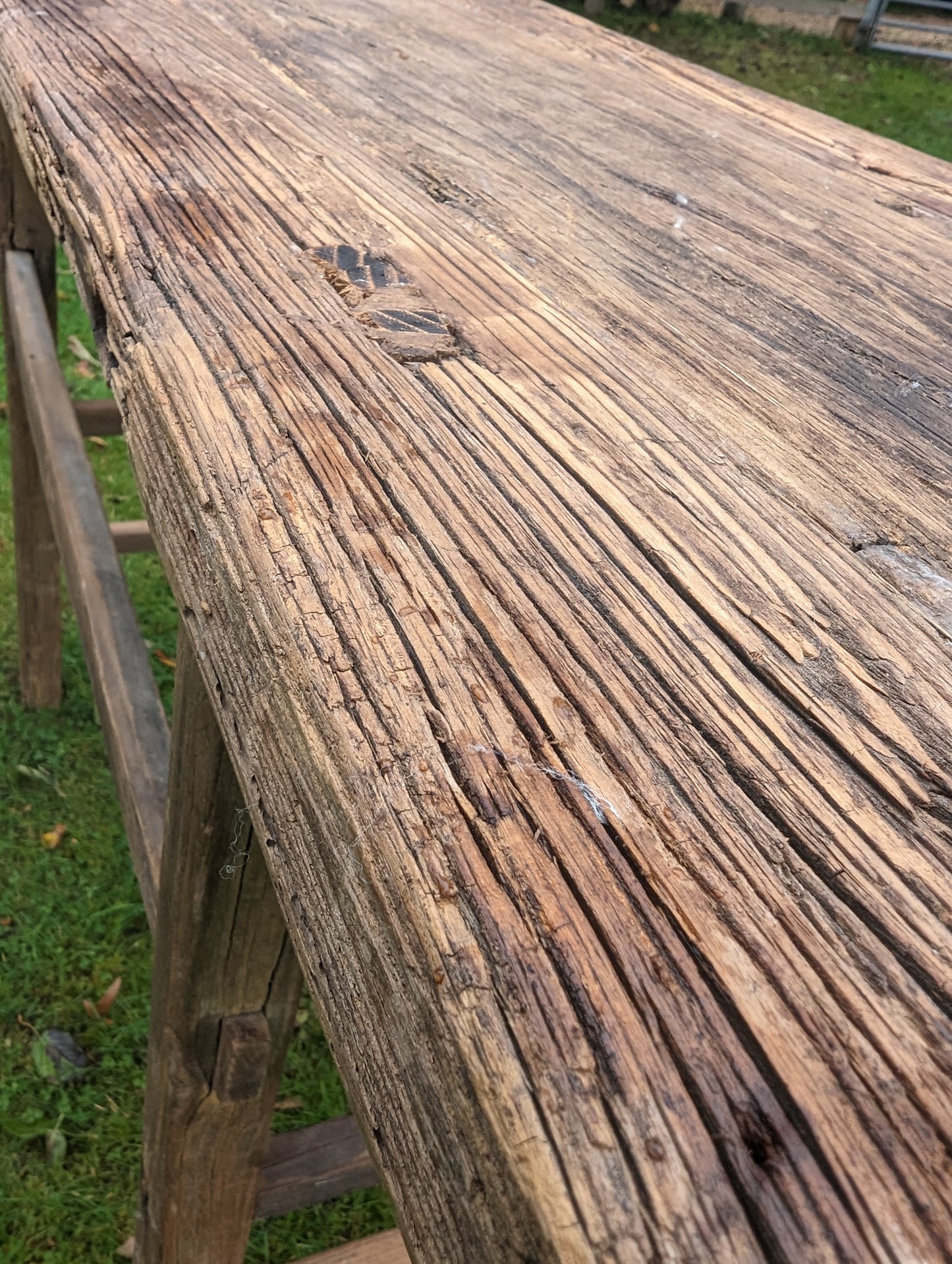 Rustic reclaimed elm console table - Katy