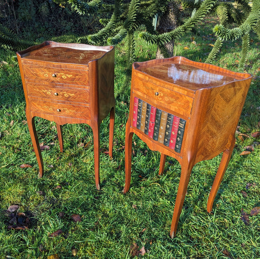 Rare french Kingswood & marquetry nightstands