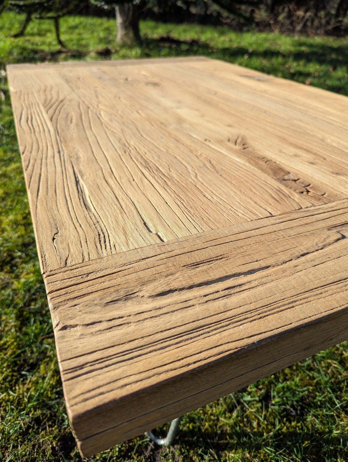 Reclaimed Elm coffee table zinc legs