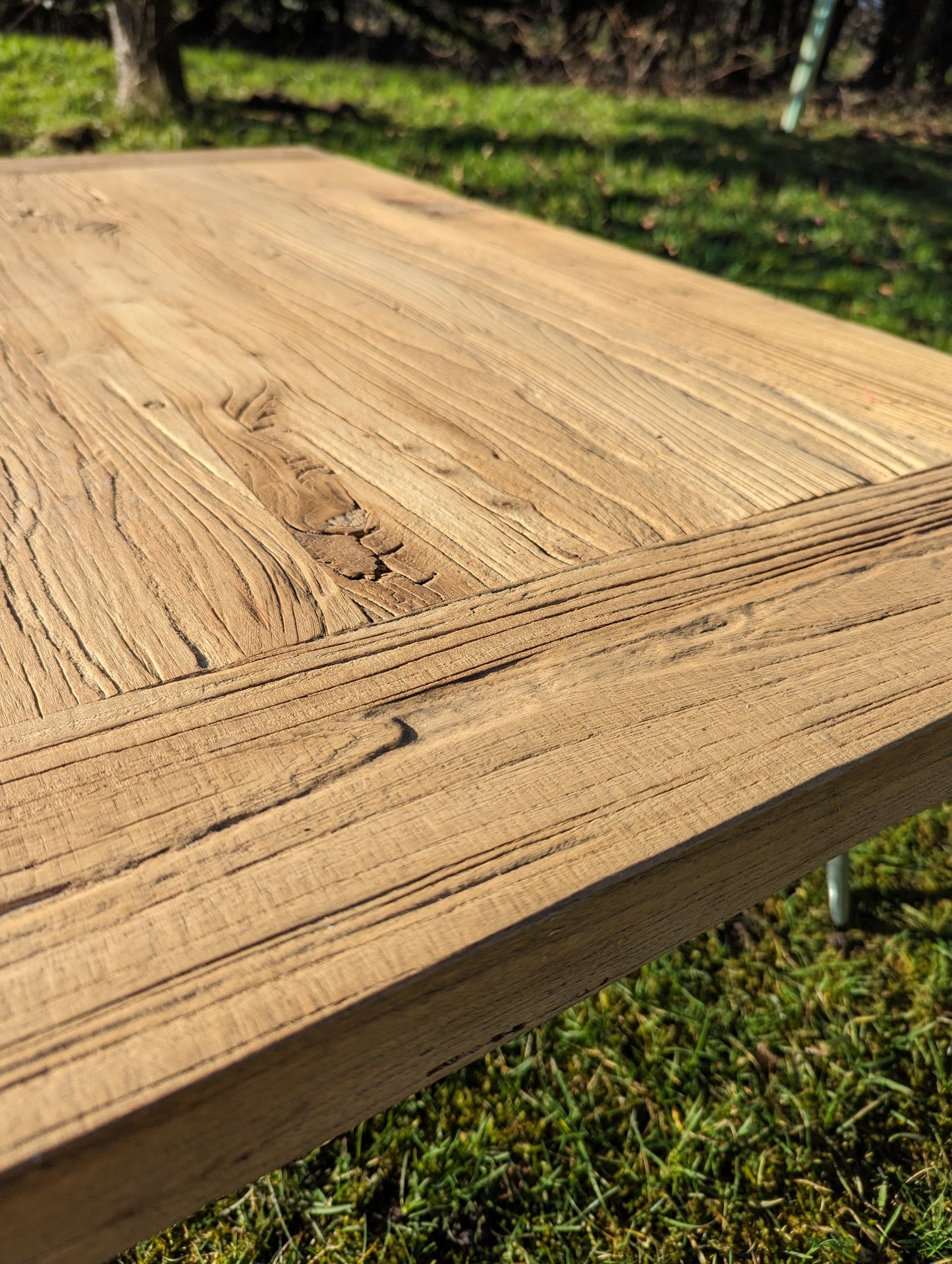 Reclaimed Elm coffee table zinc legs