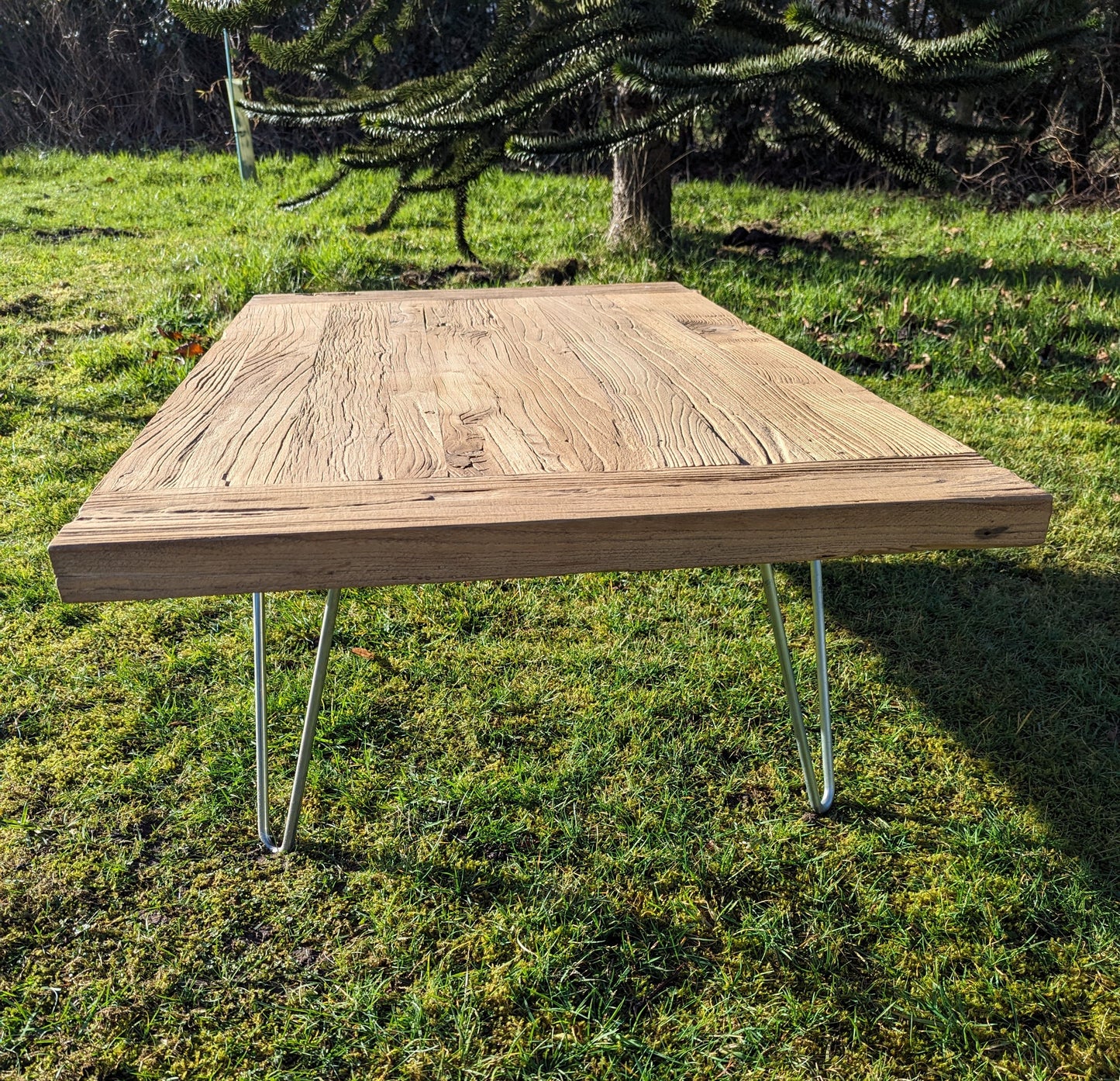 Reclaimed Elm coffee table zinc legs