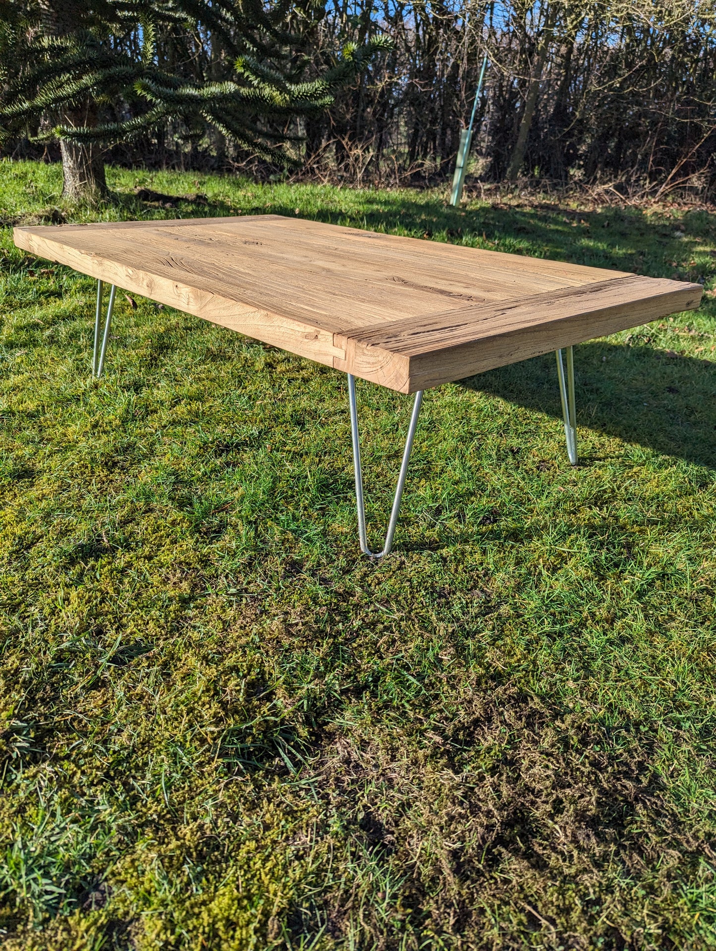 Reclaimed Elm coffee table zinc legs