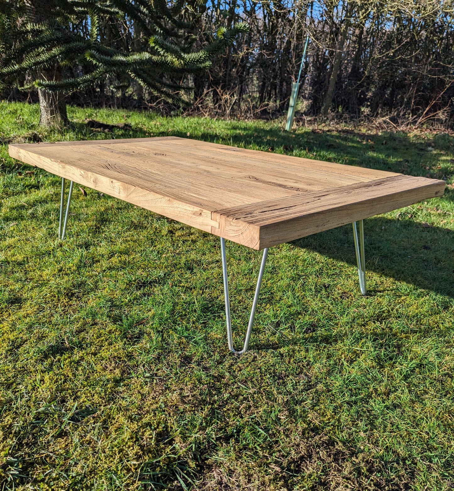 Reclaimed Elm coffee table zinc legs