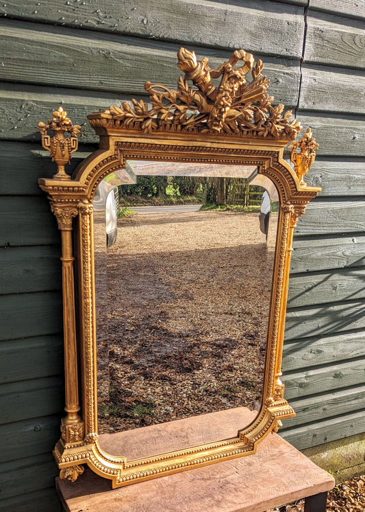 Sensational french Napoleon 3rd arrow & crest gilt bevelled edge mirror