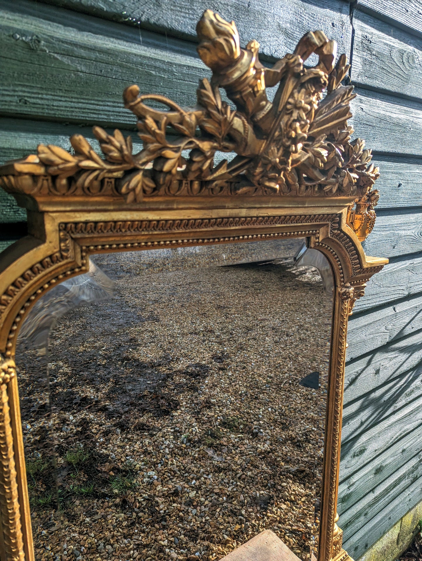 Sensational french Napoleon 3rd arrow & crest gilt bevelled edge mirror