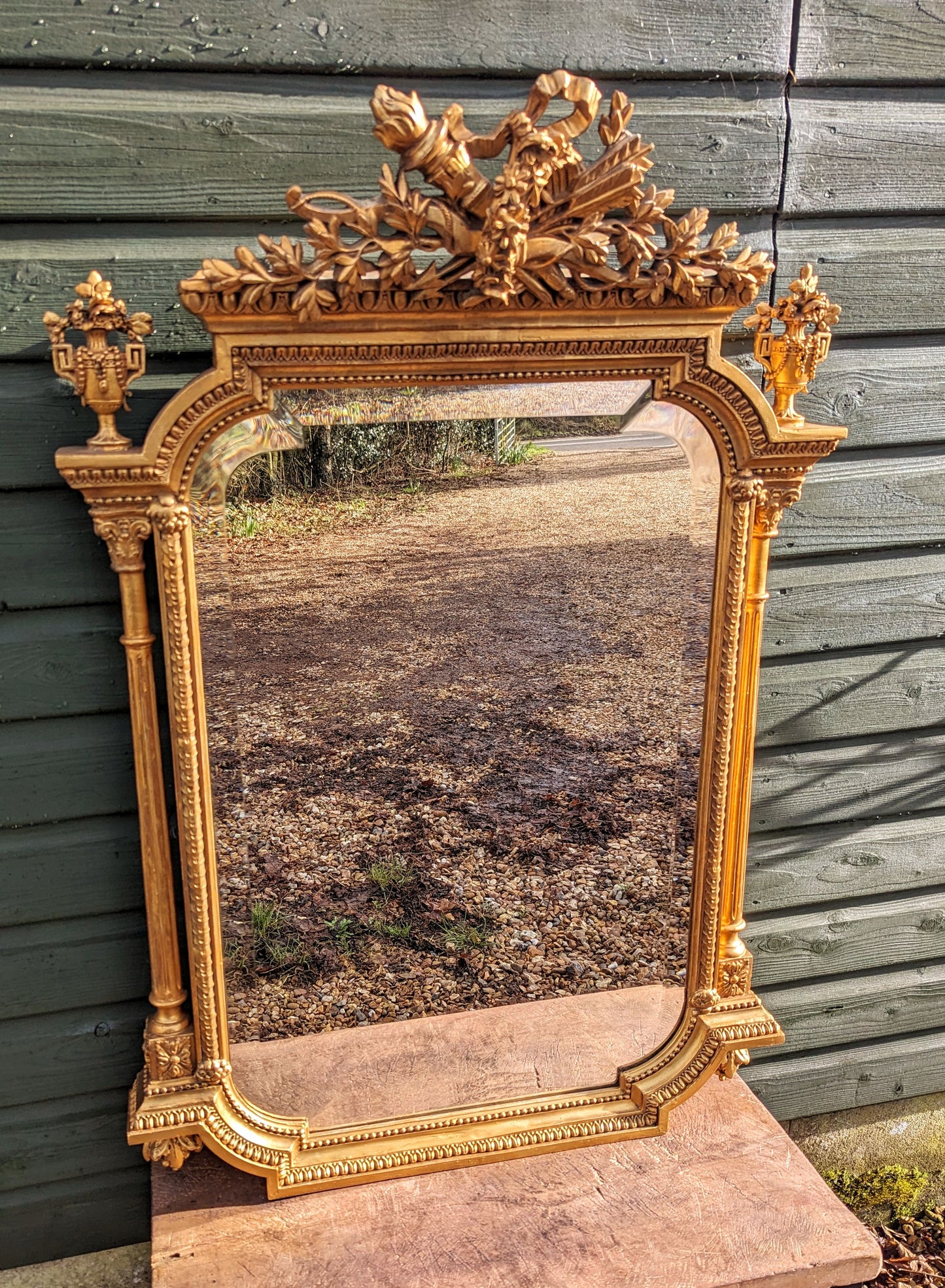 Sensational french Napoleon 3rd arrow & crest gilt bevelled edge mirror