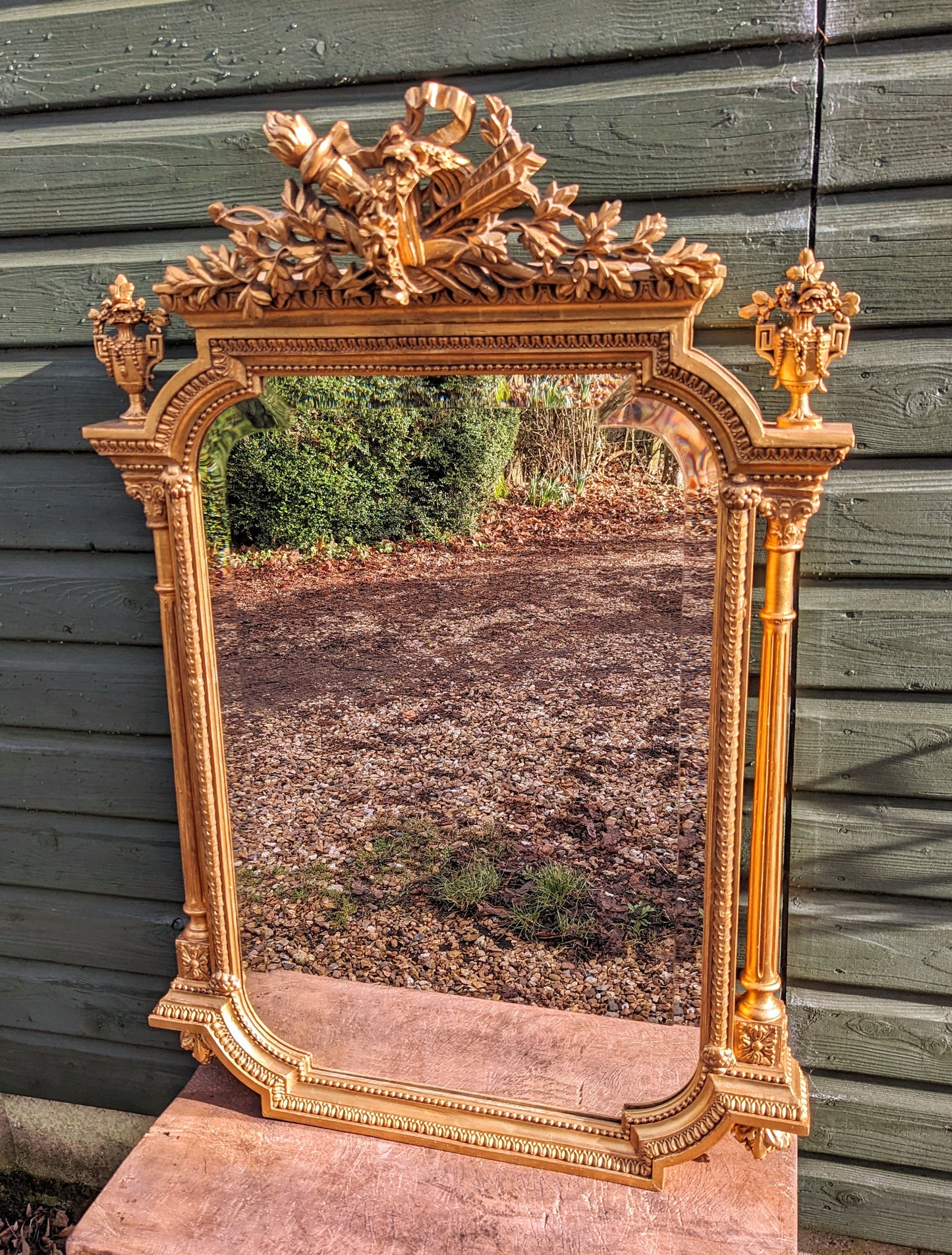 Sensational french Napoleon 3rd arrow & crest gilt bevelled edge mirror