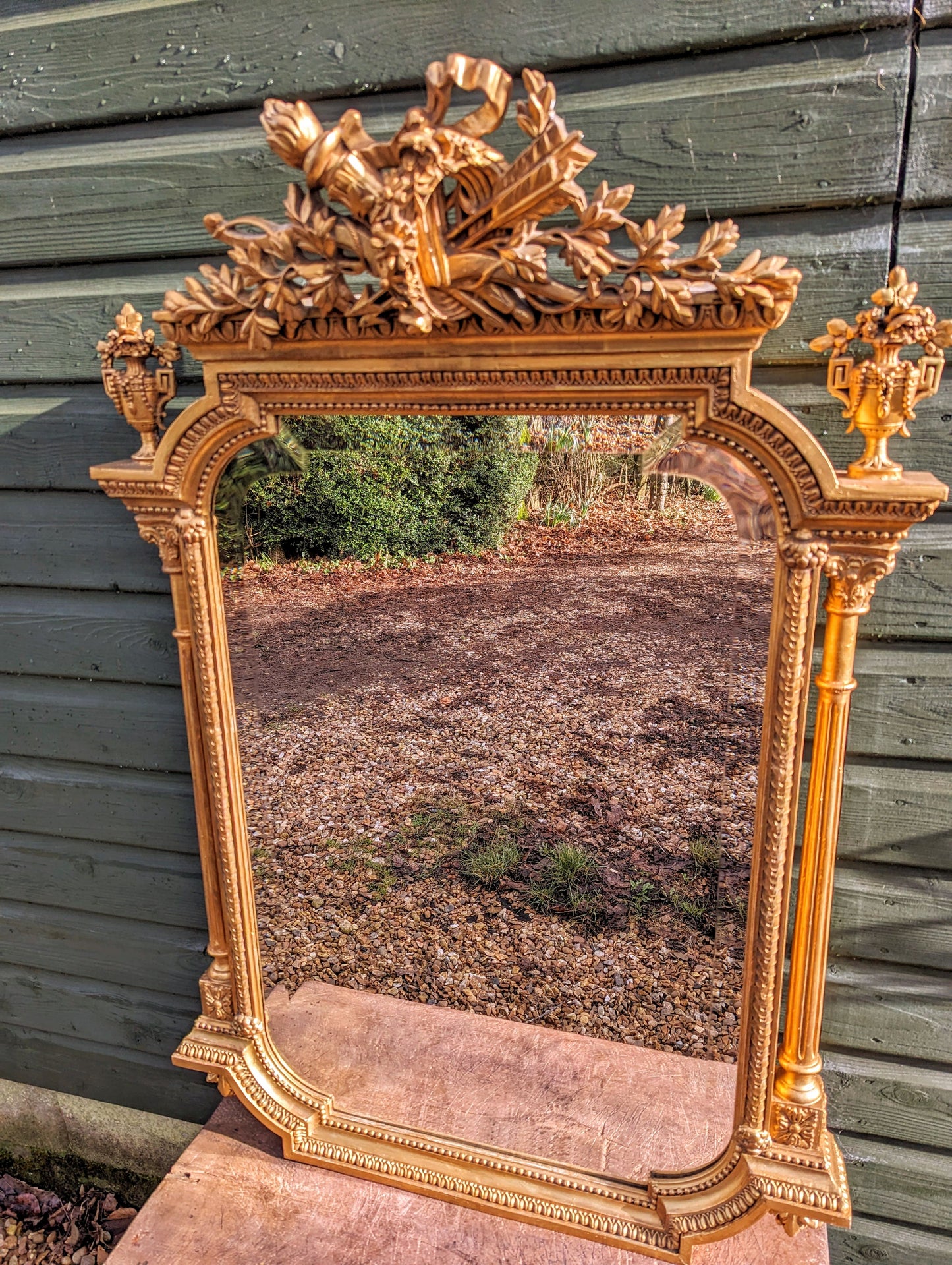 Sensational french Napoleon 3rd arrow & crest gilt bevelled edge mirror