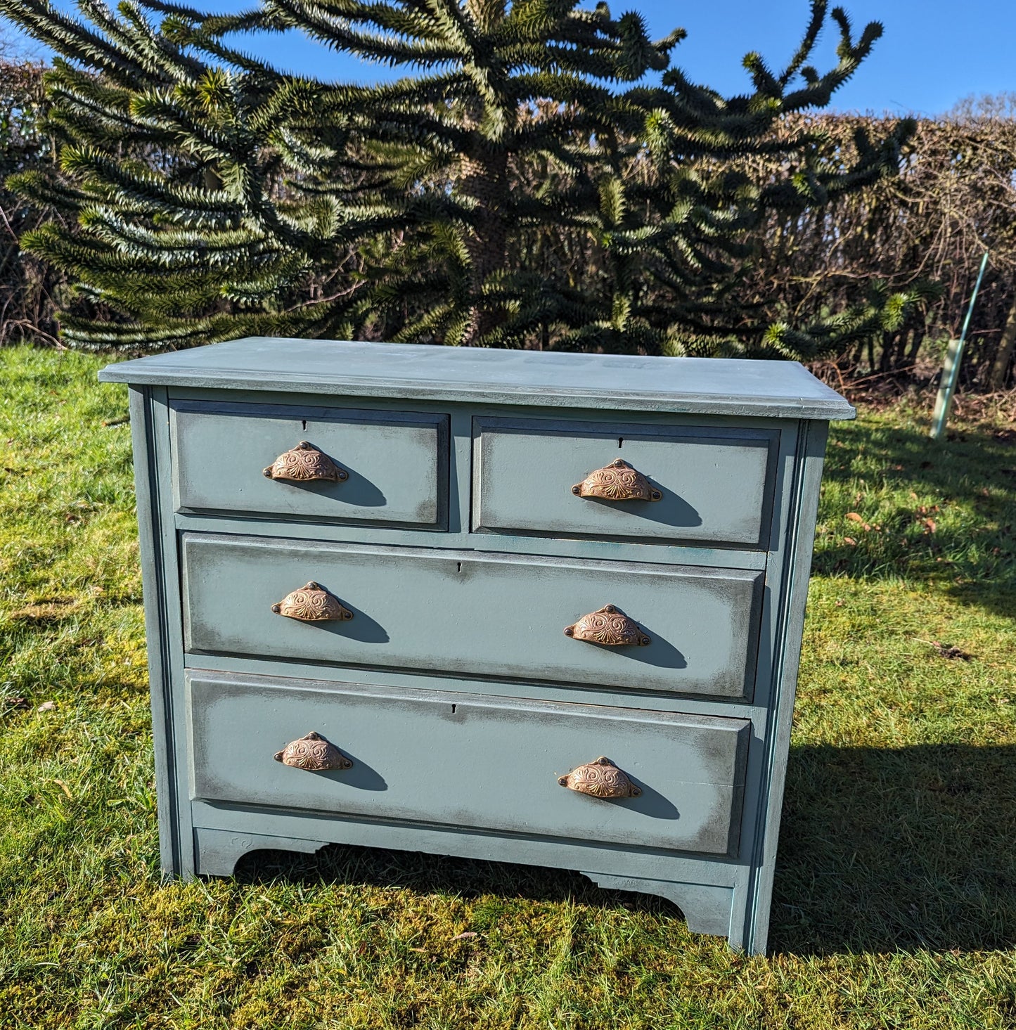 Vintage Streamering Green   1930's 2 short over 2 Long Chest Of Drawers