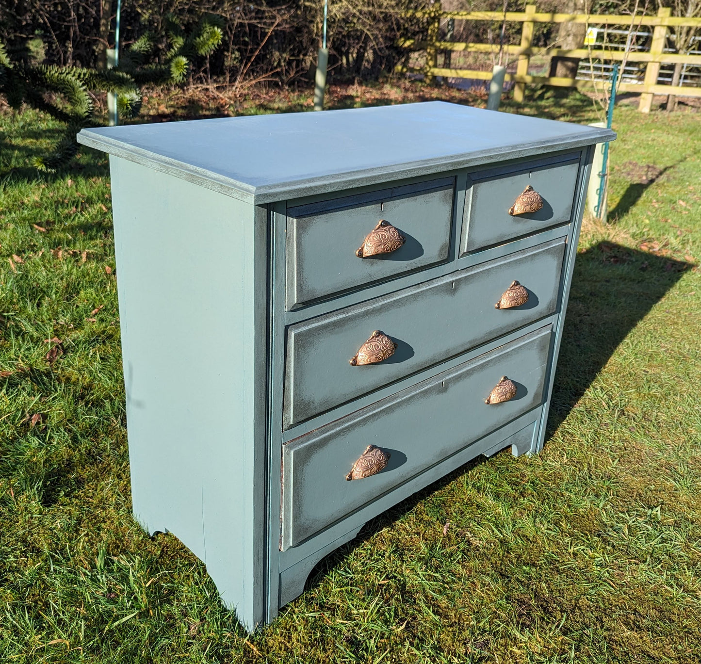 Vintage Streamering Green   1930's 2 short over 2 Long Chest Of Drawers