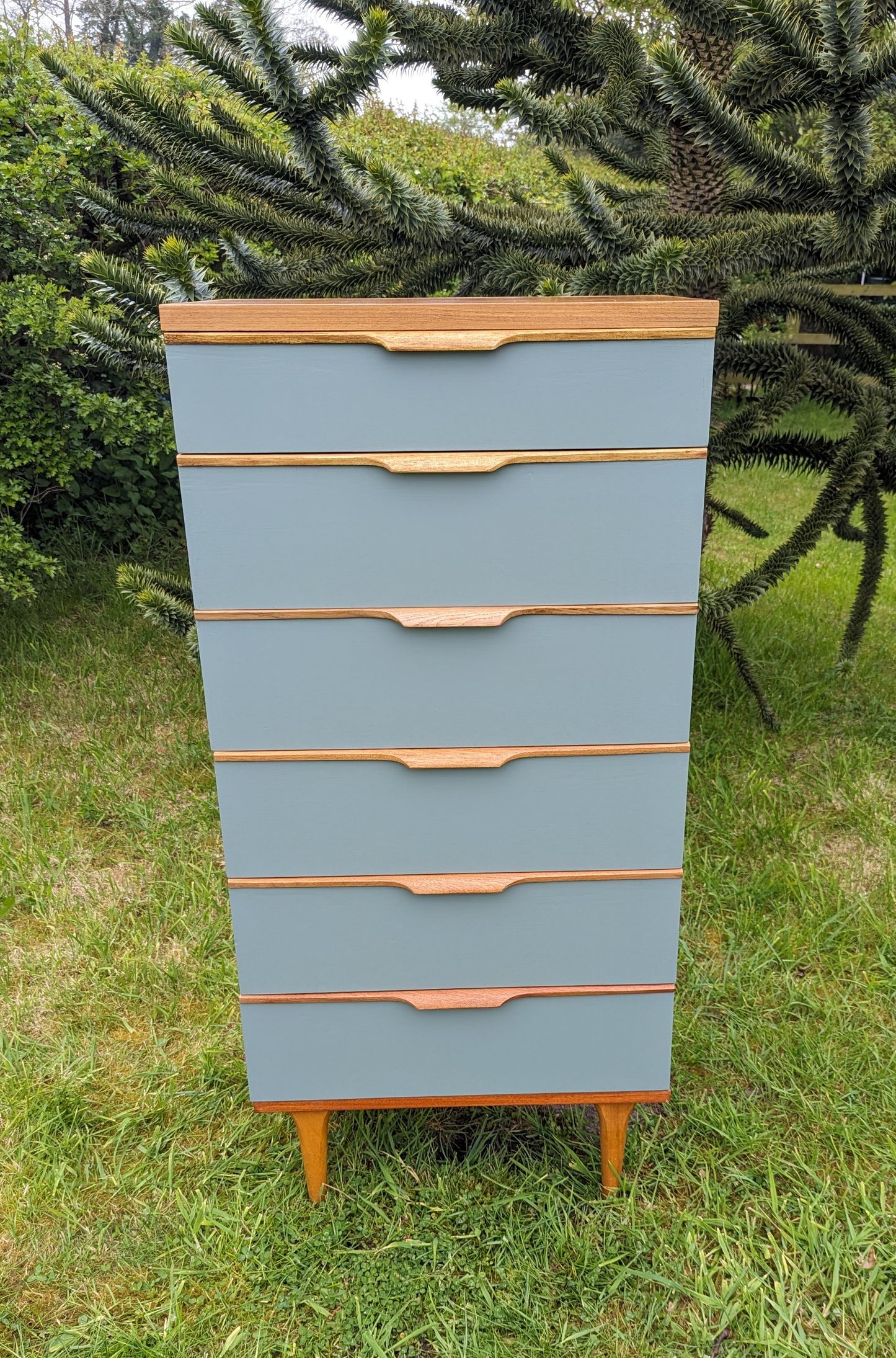 Vintage 1960s Austinsuite Painted & Teak Tall Boy Chest - Delivery Available