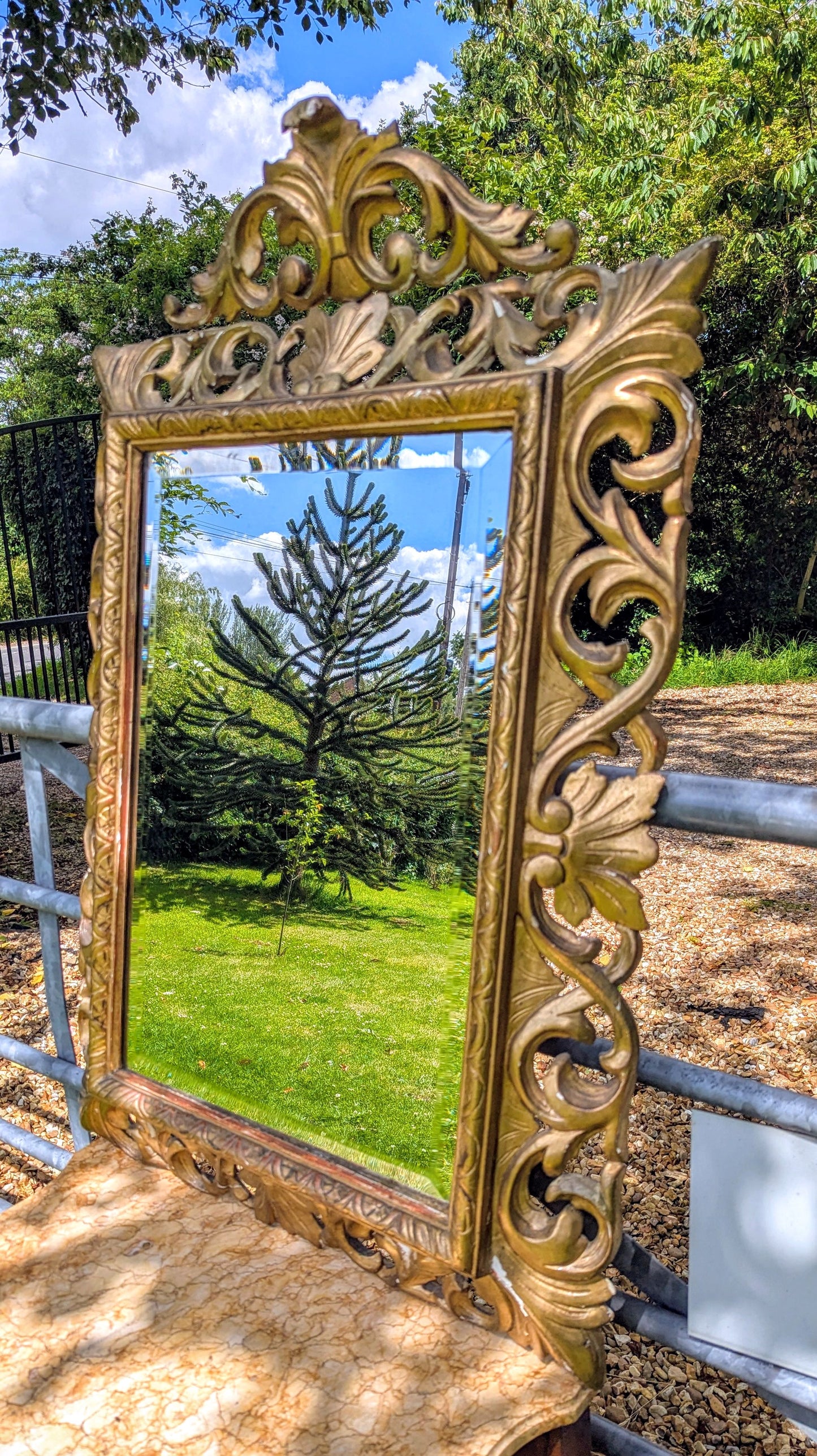 Superb Decorative Mid 19th Century Giltwood Italian Mirror - Delivery Available