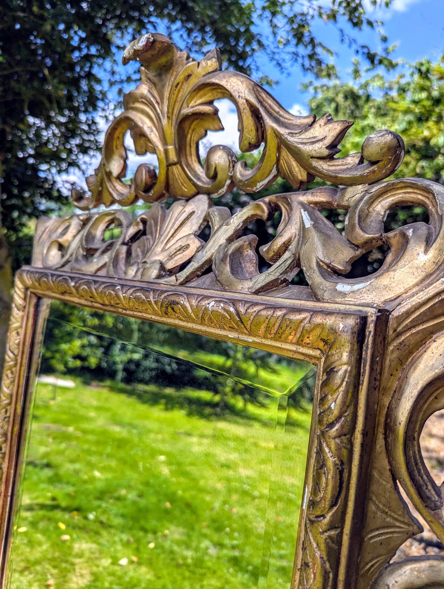 Superb Decorative Mid 19th Century Giltwood Italian Mirror - Delivery Available