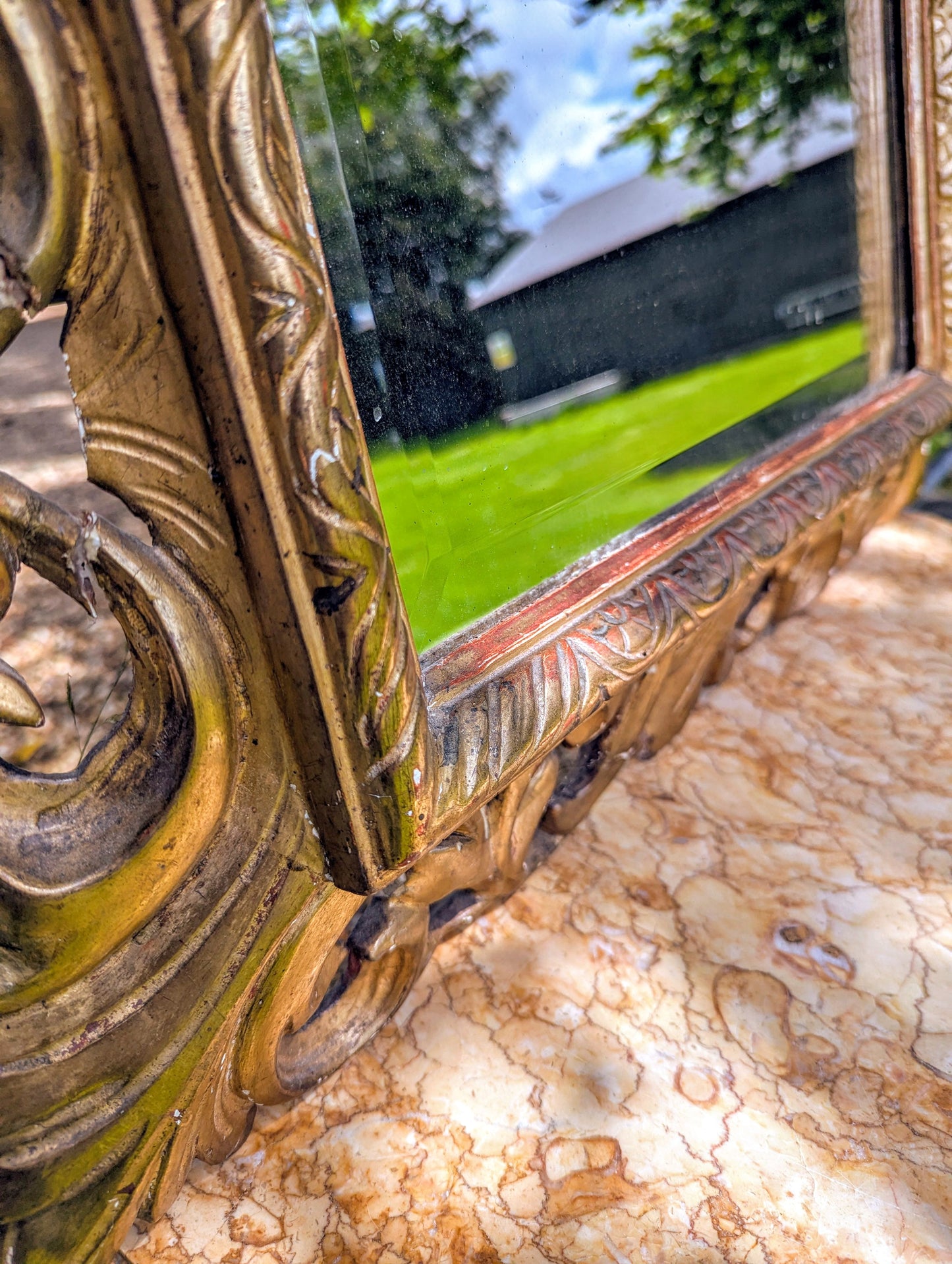 Superb Decorative Mid 19th Century Giltwood Italian Mirror - Delivery Available