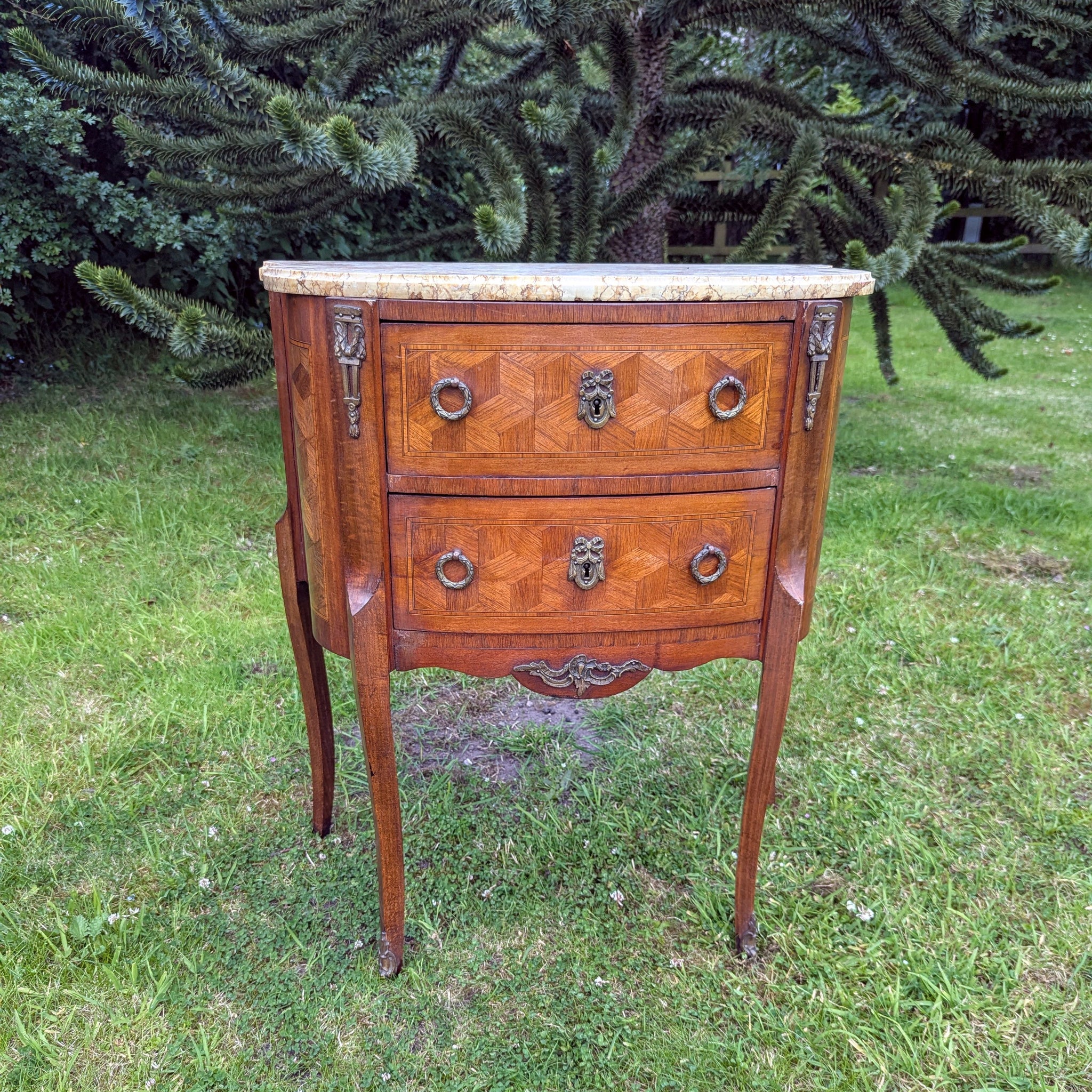 Beautiful French Louis XV Tulipwood Marquetry Chest - Free UK Delivery