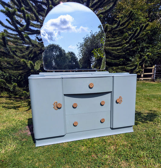 Vintage Green Dresser bevelled edge Mirror - Free UK Delivery