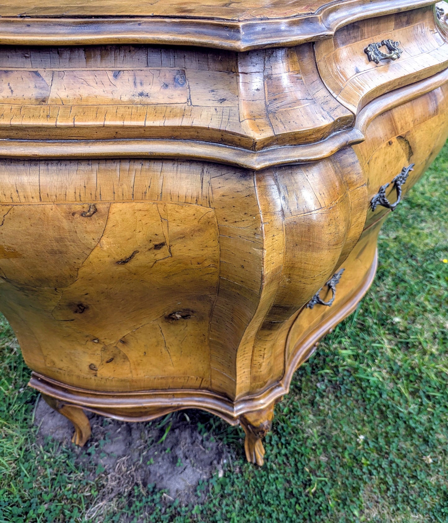 Stunning Italian Bombe Commode Olive Wood,Cast Ormolu Mounts- Delivery Available