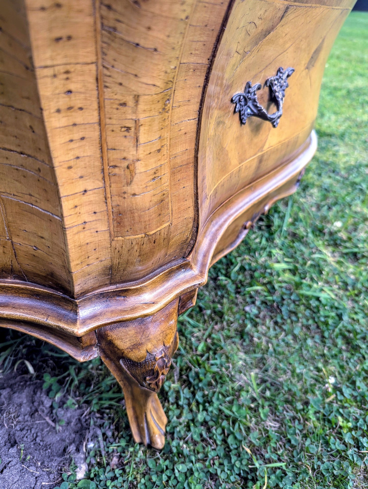 Stunning Italian Bombe Commode Olive Wood,Cast Ormolu Mounts- Delivery Available