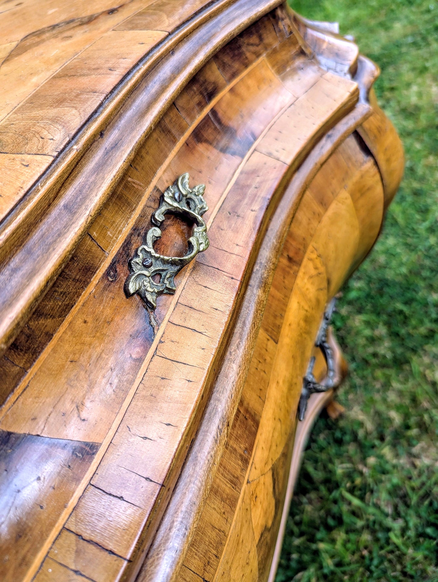 Stunning Italian Bombe Commode Olive Wood,Cast Ormolu Mounts- Delivery Available