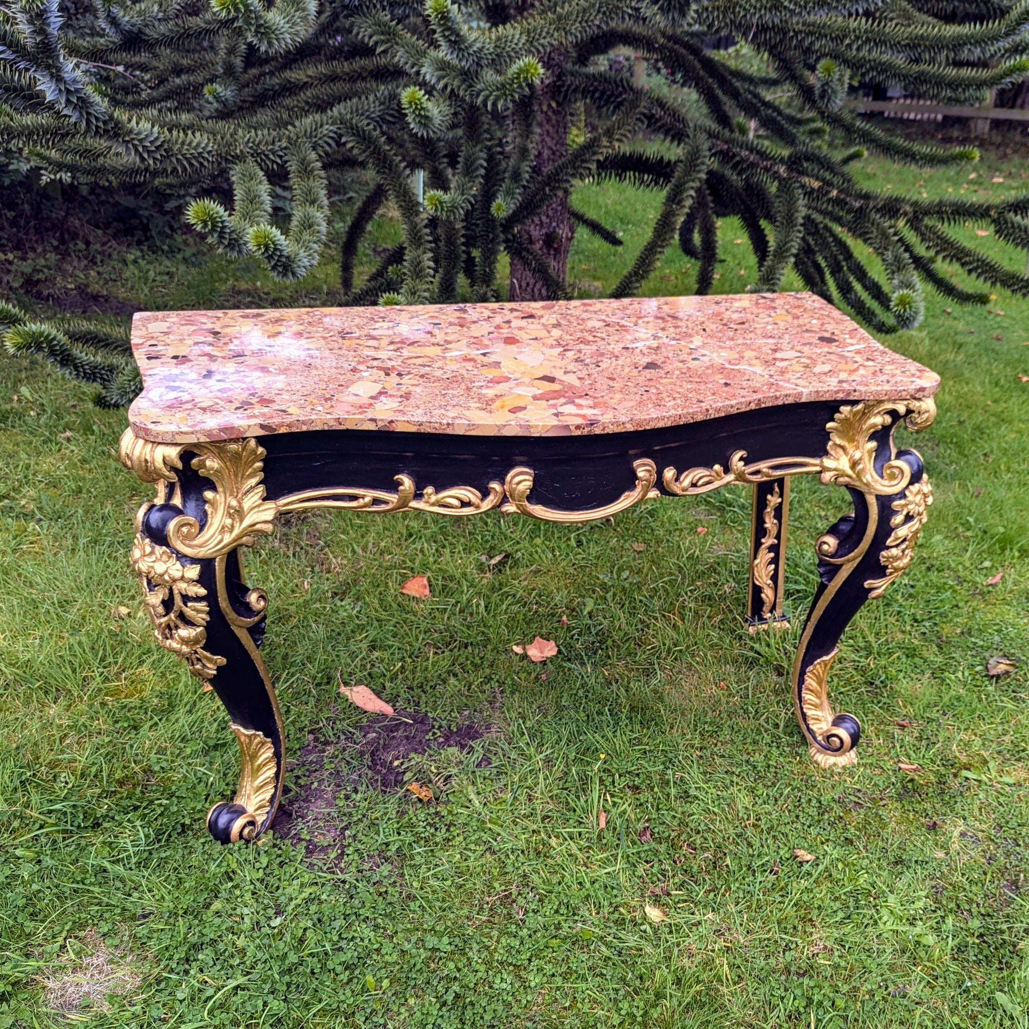 Exquisite Rococo Gilt Console Shaped Breche D Alep Marble  - Free UK Delivery