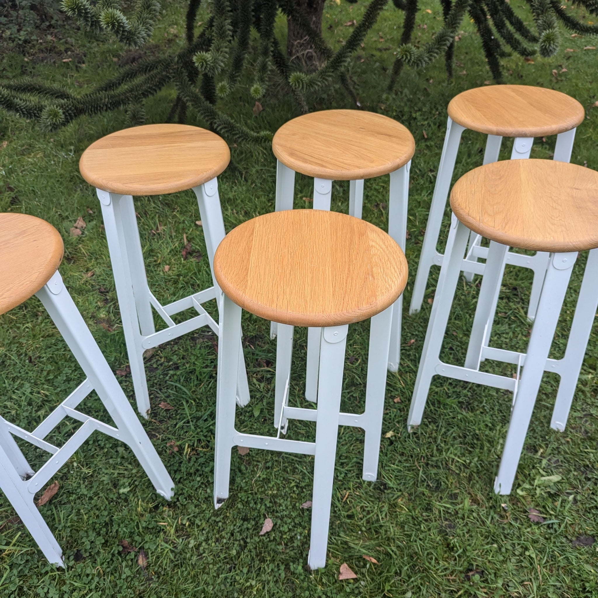 Vintage Herman Miller Construct stools with white metal frame - Free UK Delivery