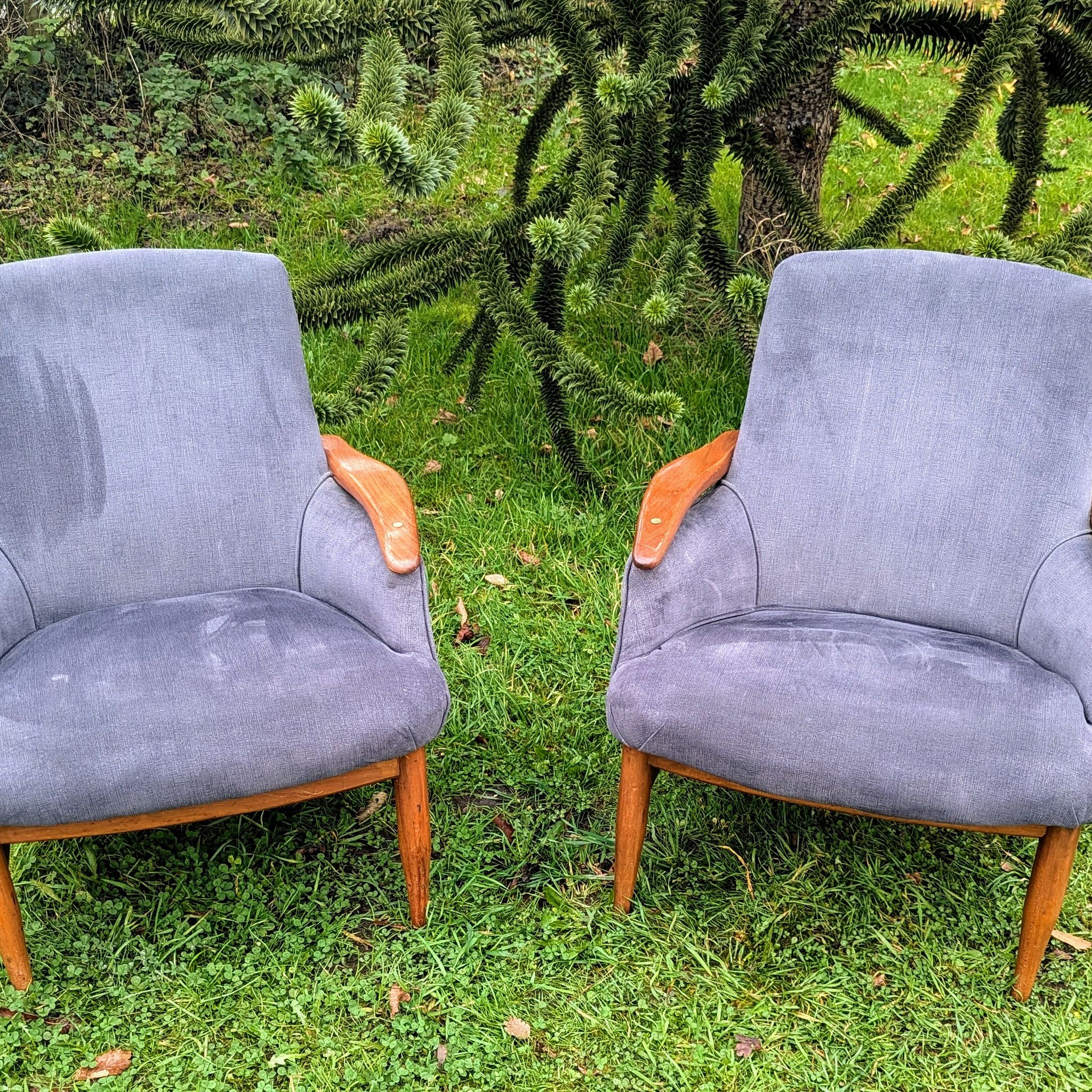 Vintage teak armchairs, c.1960s Manner Of Finn Juhl - Free UK Delivery